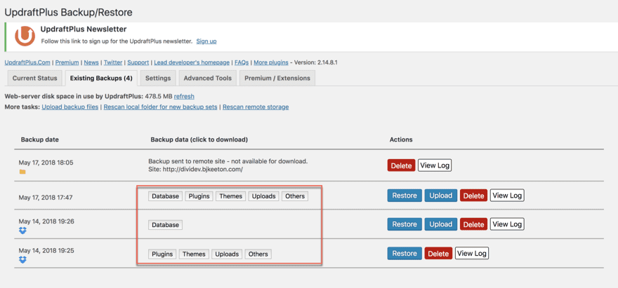 UpdraftPlus Restore and Migrate