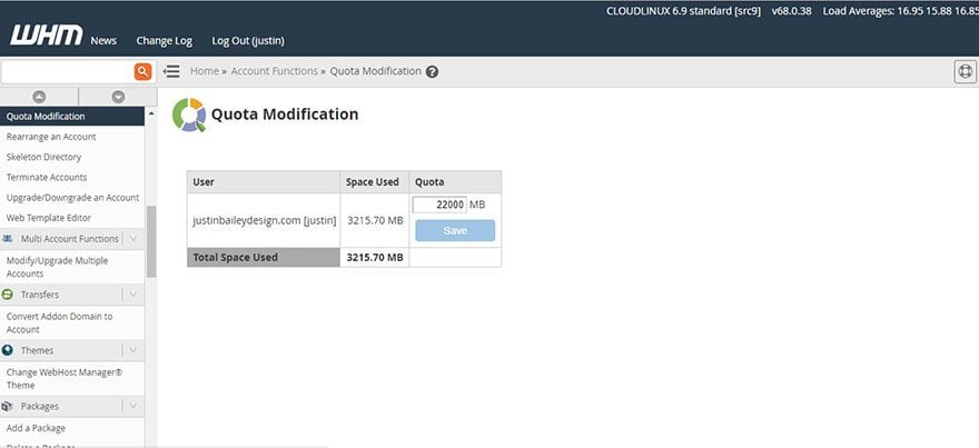 Adjusting Disk Quota