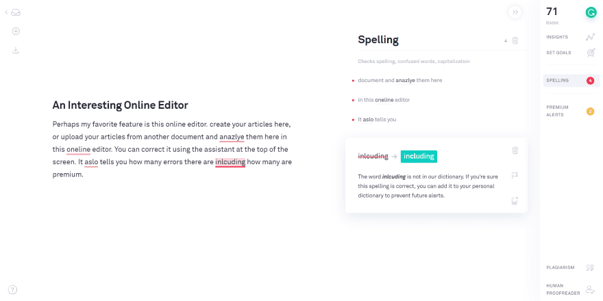Grammarly Online Dashboard Editor 3
