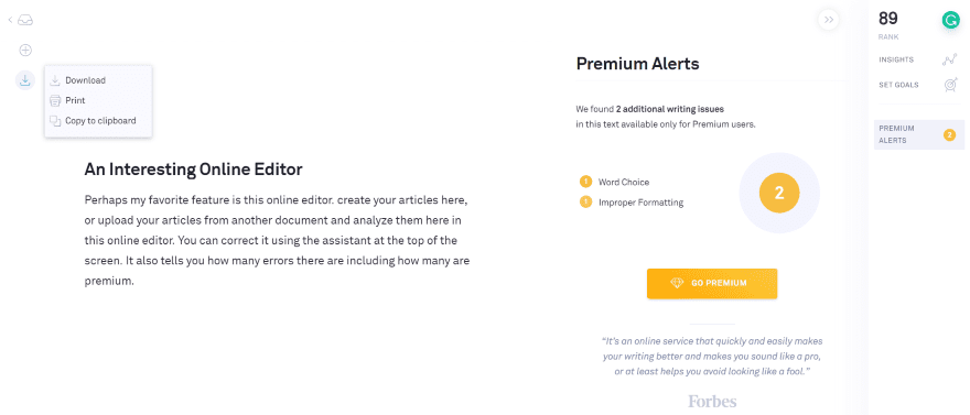 Grammarly Online Dashboard Editor 6