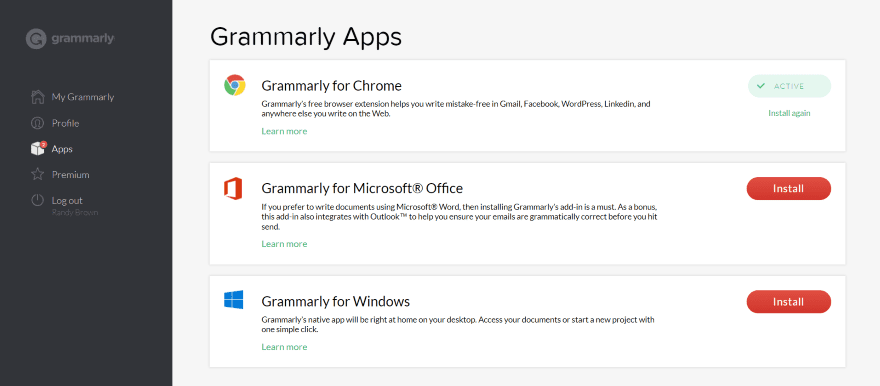 Installing the Grammarly Apps