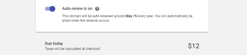 Turning on auto-renewal for your new domain.