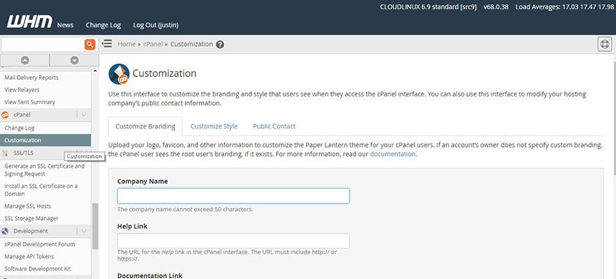 cPanel Customization