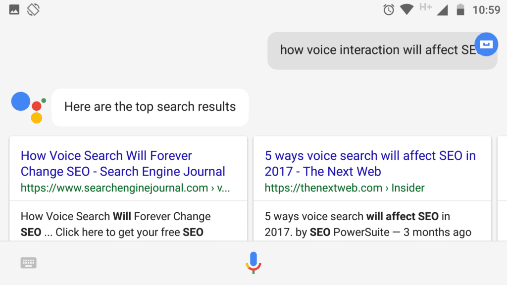 An example of a voice-based search.