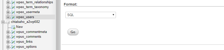 Exporting your user tables.