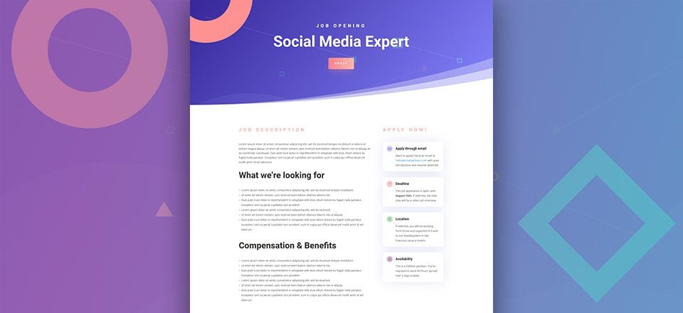How to Create an Open Job Position Layout with Divi (Free Download!)