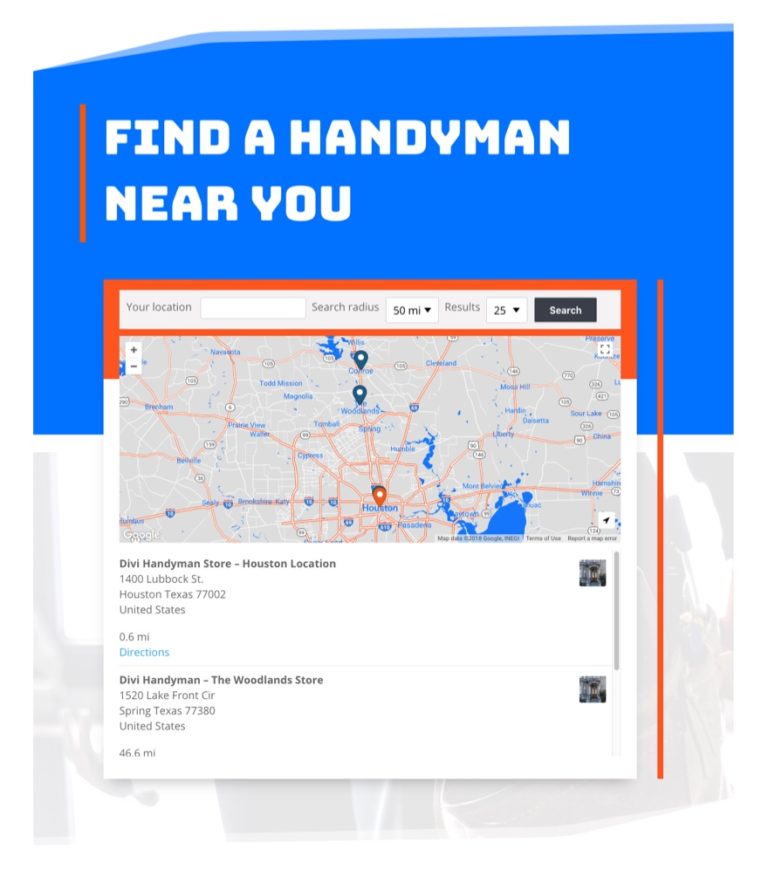 How to Add a Searchable Map Store Locator to Divi's Handyman Layout Pack
