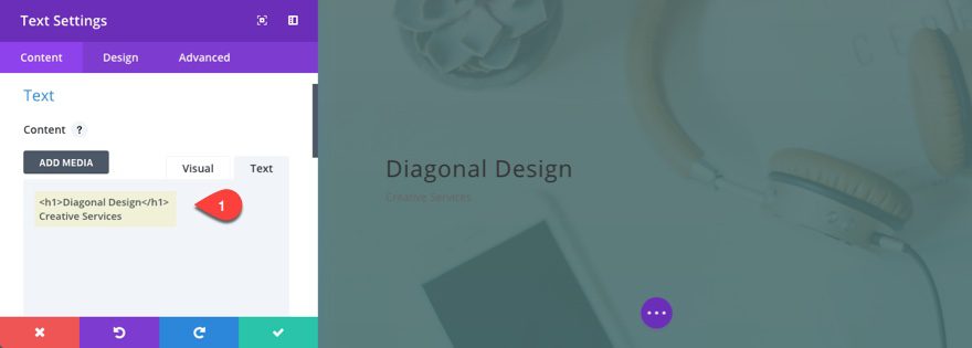 diagonal layout header content