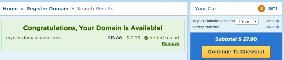 Checking out a new domain using HostGator.