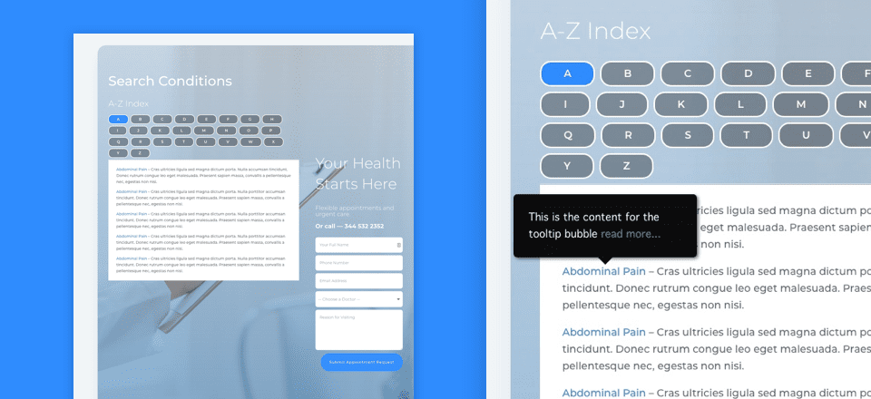 How to Create an A-Z Index of Content with Tooltips for Divi’s Doctor’s Office Layout Pack