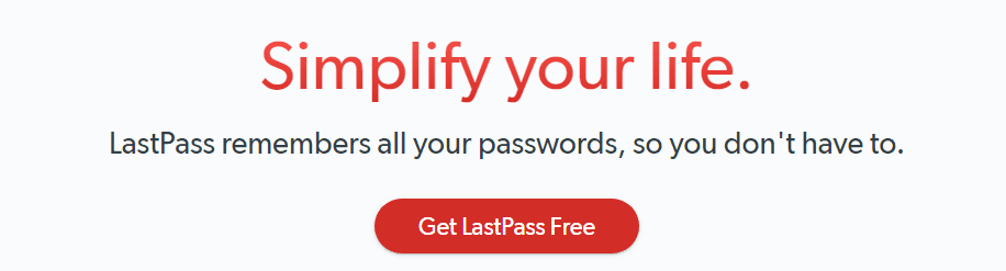 The LastPass homepage.