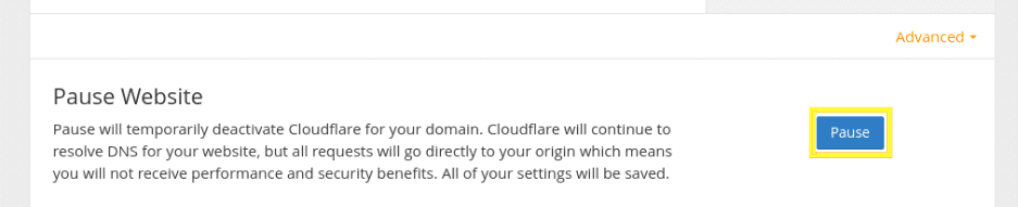 Pausing your Cloudflare CDN service.
