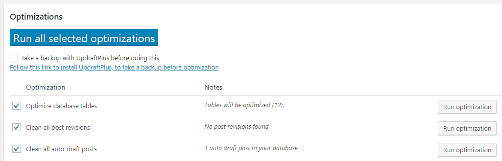 Optimizing your database tables.