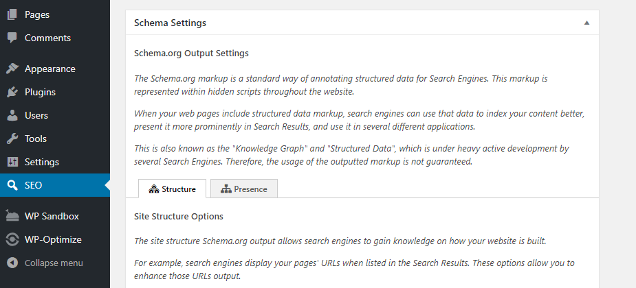 Your schema markup settings.