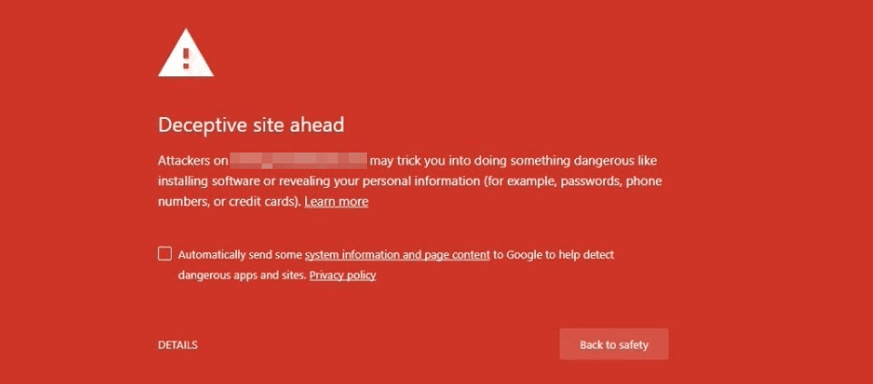 A Google security warning.