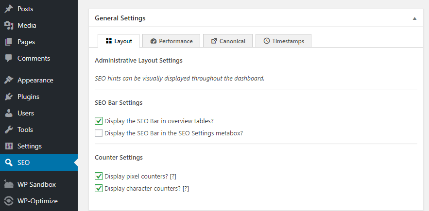 The SEO Framework settings screen.