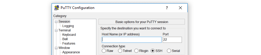 The PuTTy SSH client.