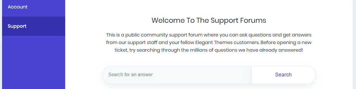 The Elegant Themes support forum.