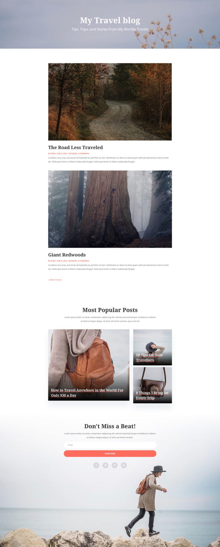 Get a FREE & Adventurous Travel Blog Layout Pack for Divi