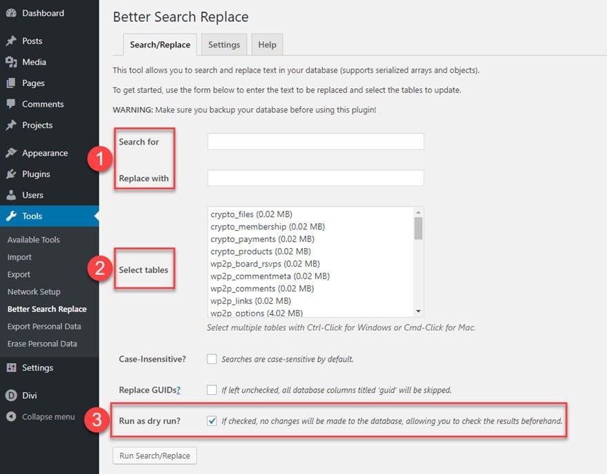 Better Search and Replace Plugin for WordPress Database