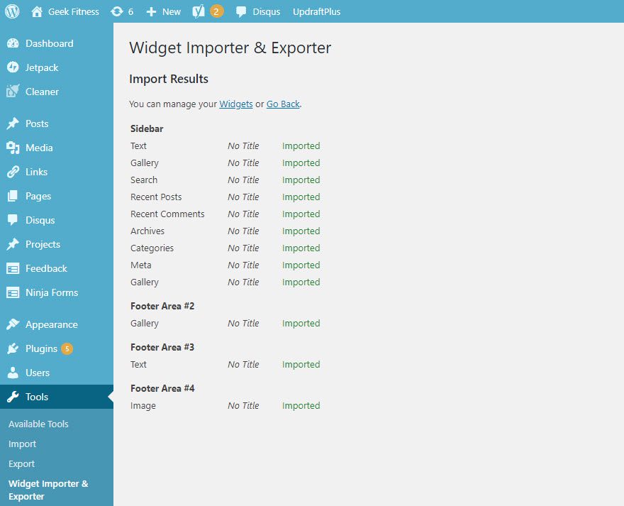 WordPress Widget Importer and Exporter