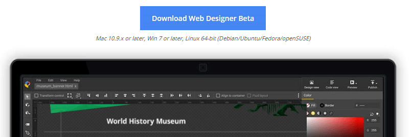 Downloading the Google Web Designer.