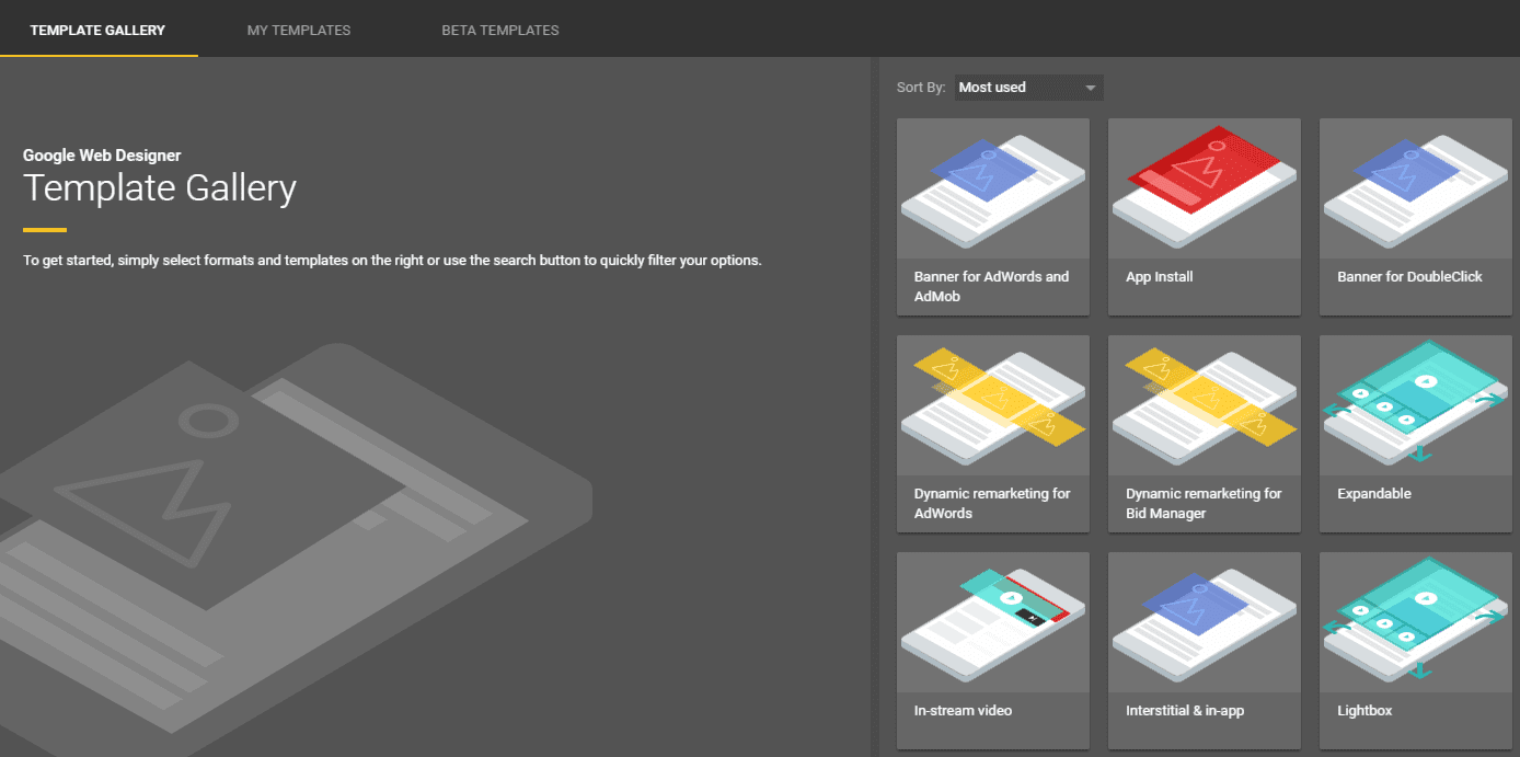 Choosing a template for your next project.