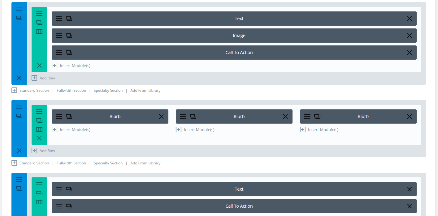 The layout of our landing page.