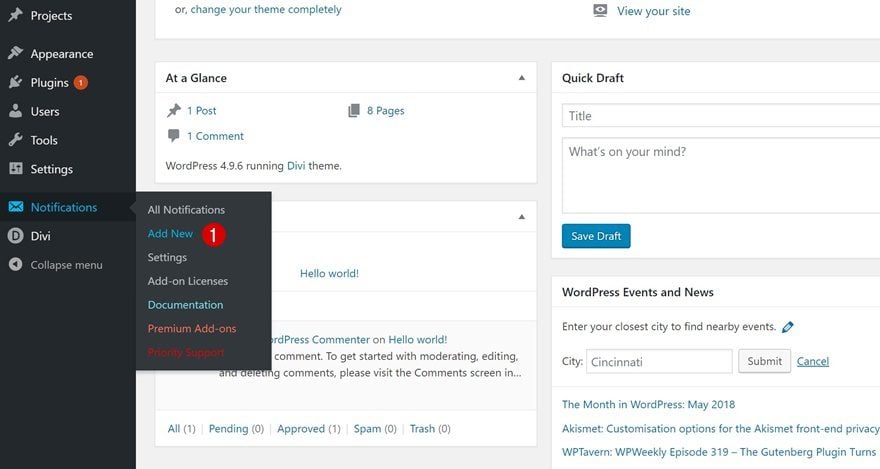 wordpress notifications