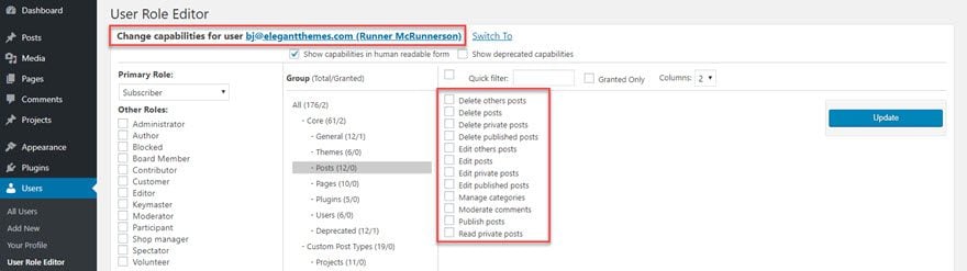 WordPress User Role Permissions