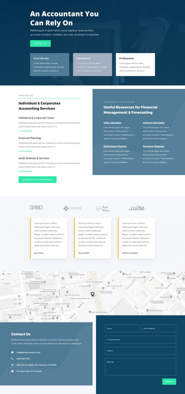 Get a FREE Accountant Layout Pack for Divi