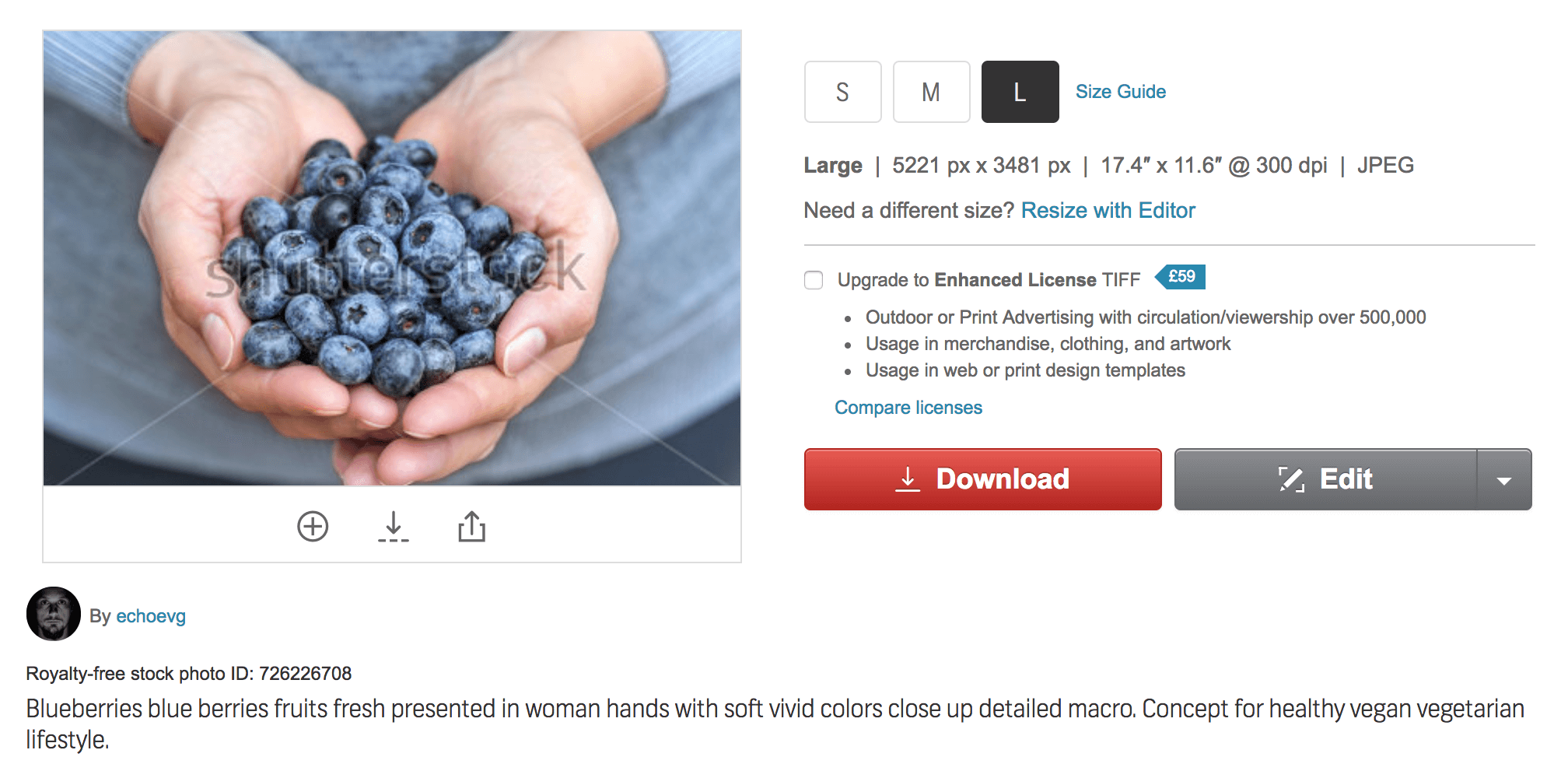 A stock photo of two hands holding blueberries, covered in a Shutterstock watermark.