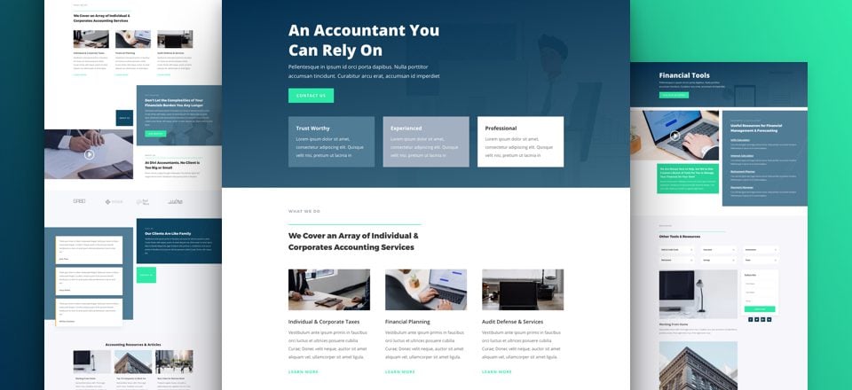 Get a FREE Accountant Layout Pack for Divi