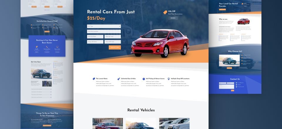 Get a FREE Car Rental Layout Pack for Divi