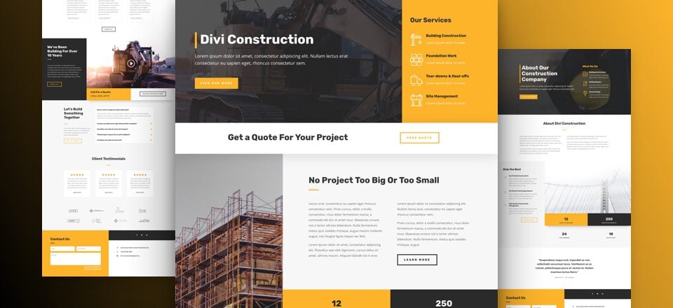 Get a FREE Construction Company Layout Pack for Divi