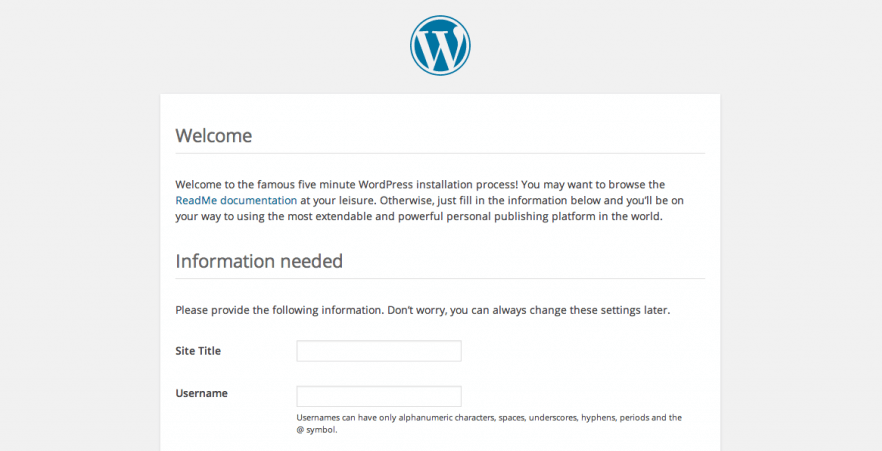 The WordPress five-minute installer.