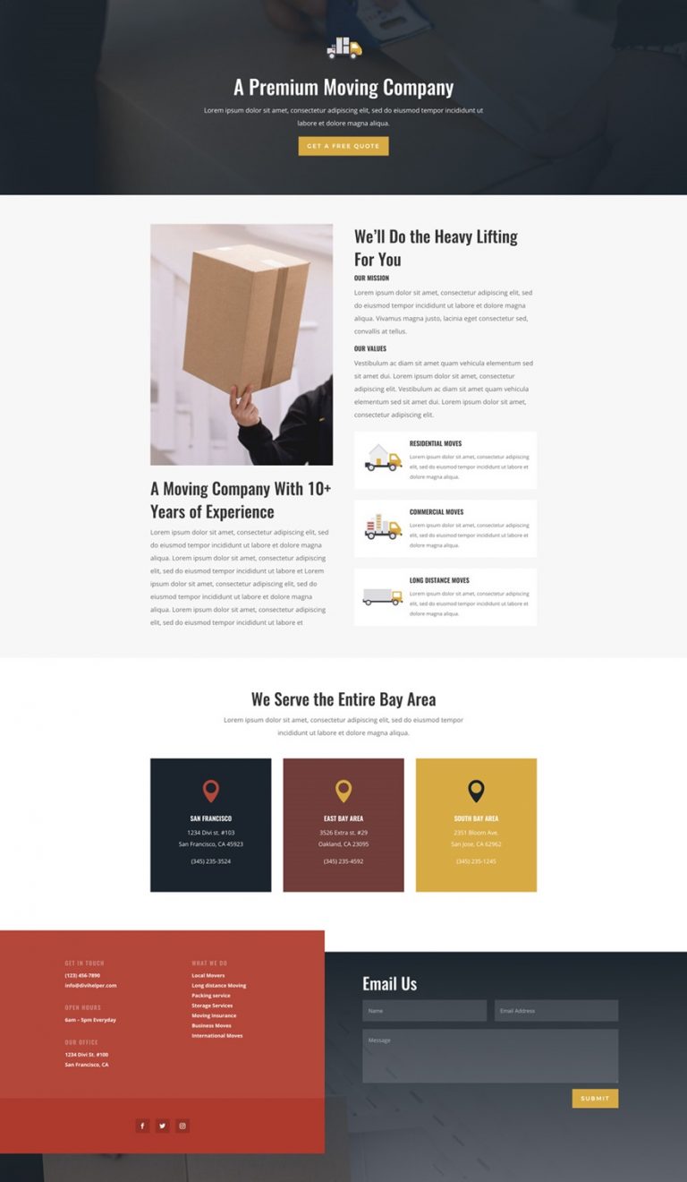 Moving Layout Get a FREE Moving Company Layout Pack for Divi