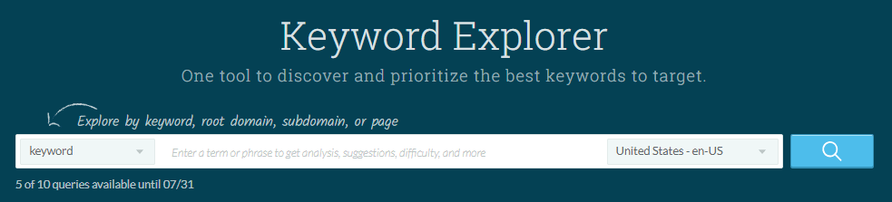 The Moz Keyword Explorer.