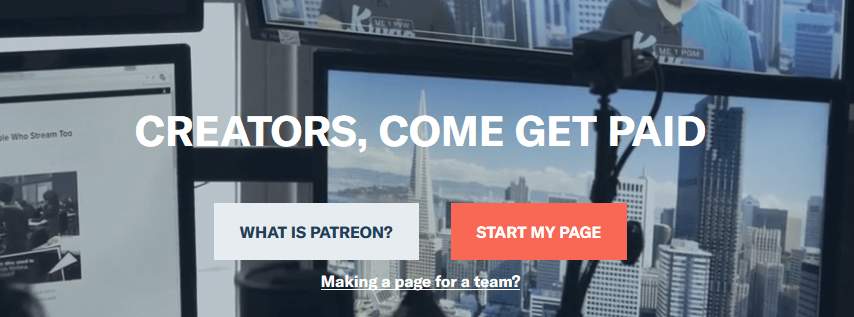 The Patreon homepage.