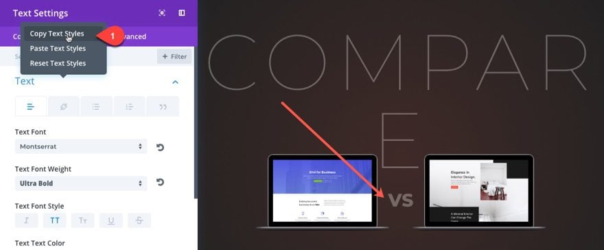 product comparison chart