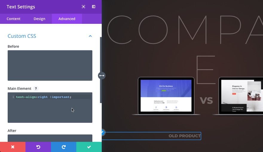 product comparison chart