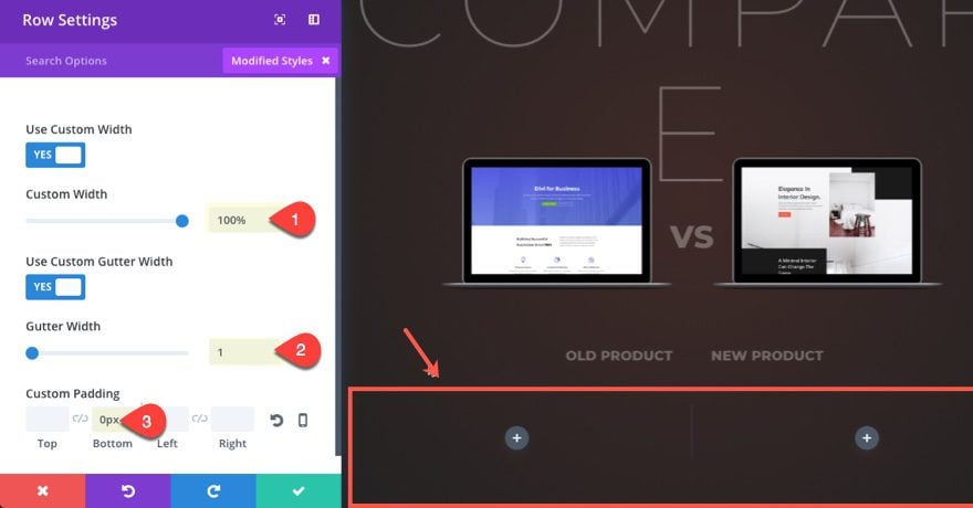 product comparison chart