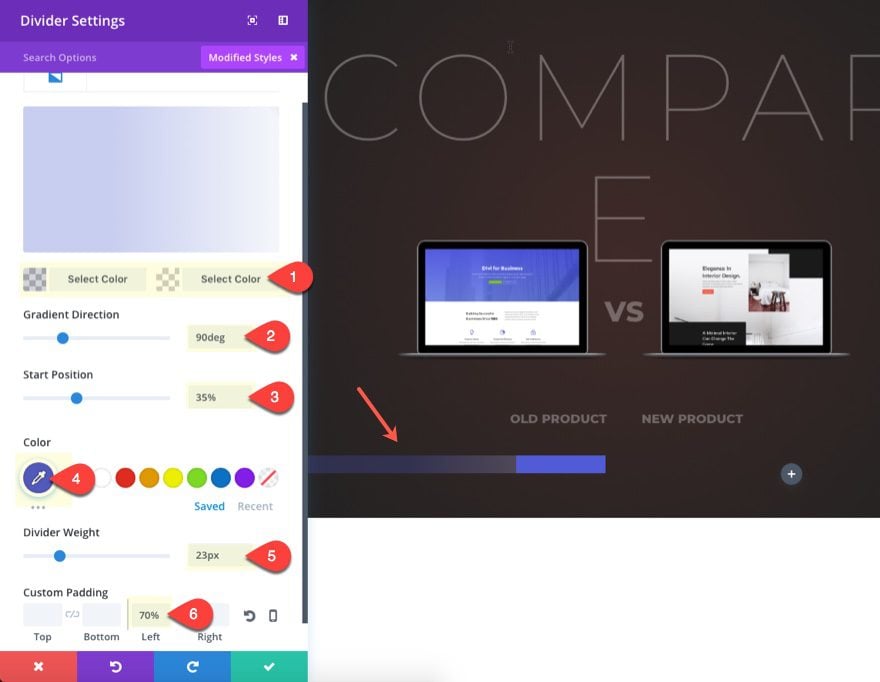 product comparison chart