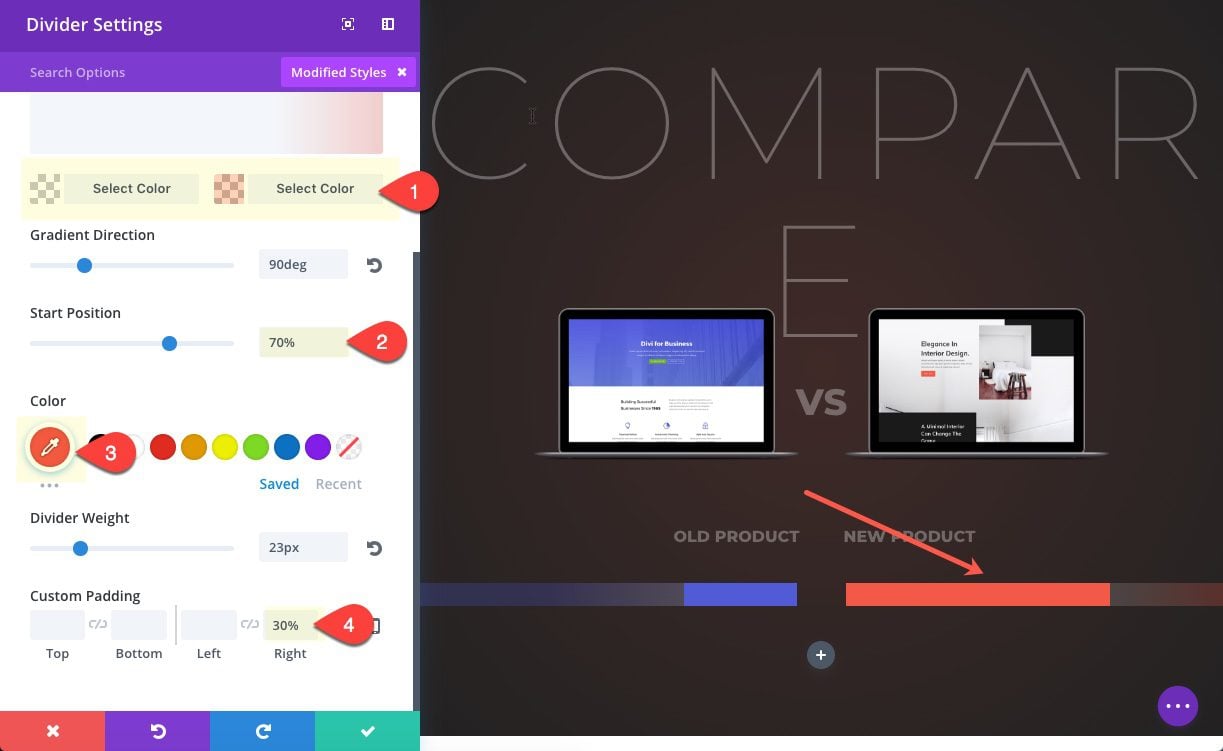 product comparison chart