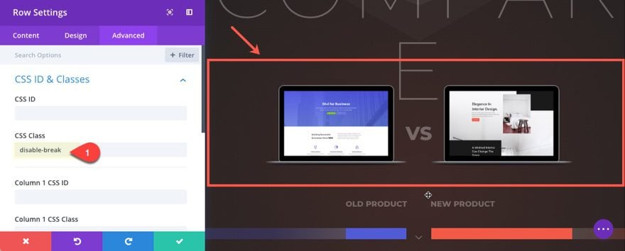 product comparison chart