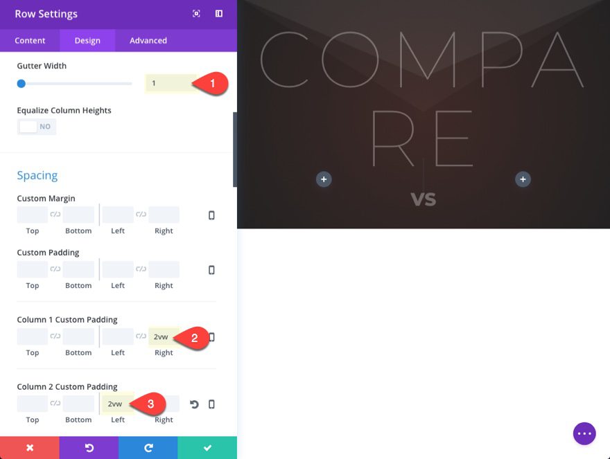 product comparison chart