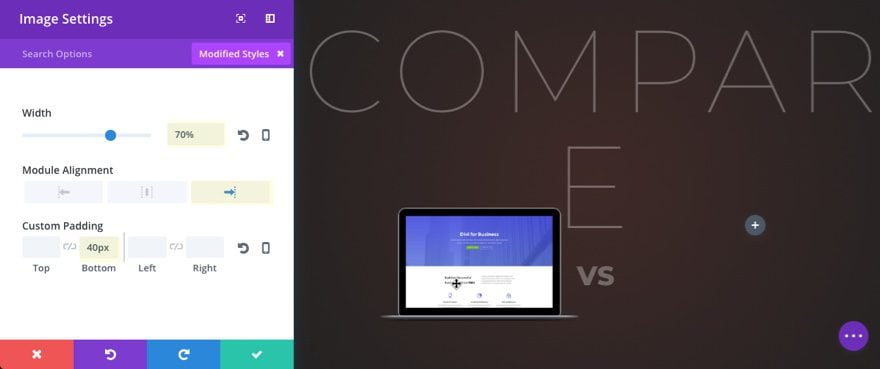 product comparison chart