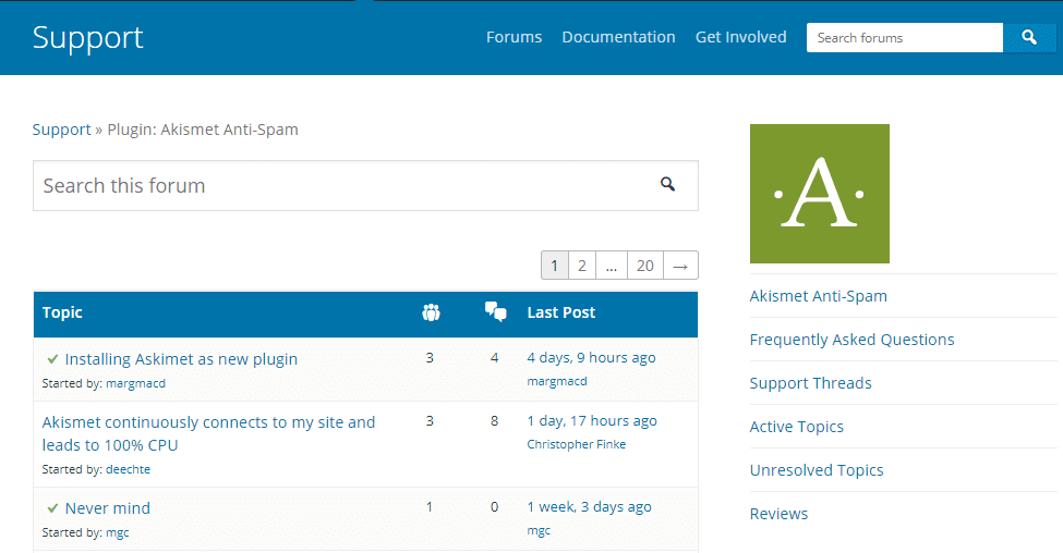 Akistmet's support forums.