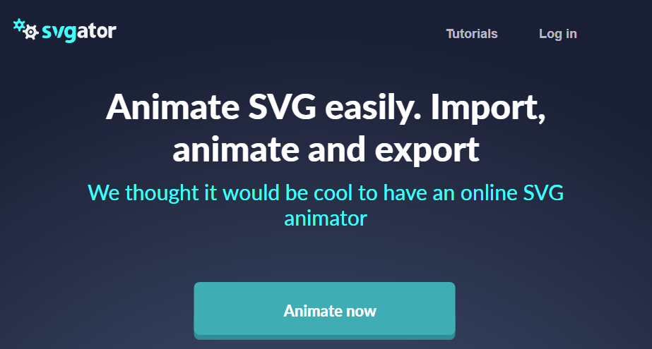 The SVGator homepage.