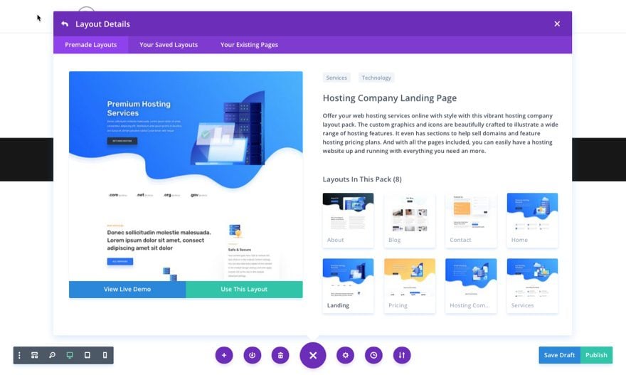 hosting company divi layout pack